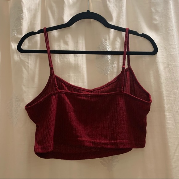 Dark Red Rib-Knit Crop Cami Top NWOT - Picture 3 of 7
